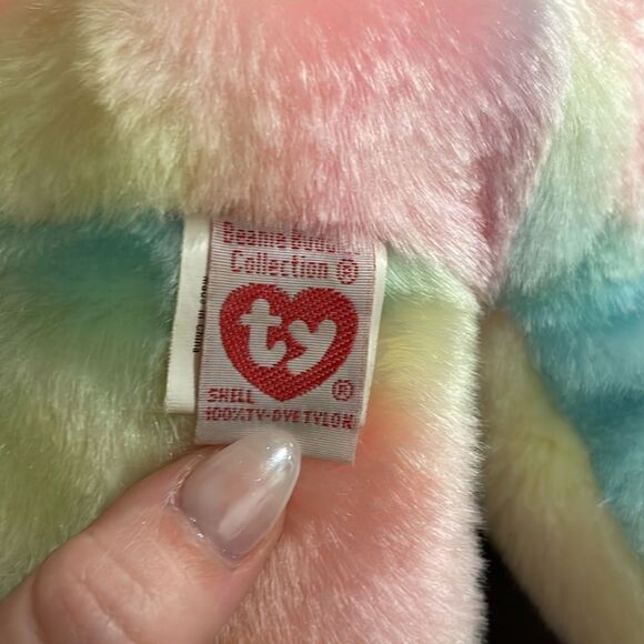 Vintage Ty First Birthday Bear Pink Blue Yellow Green, Excellent Condition 14” - Picture 6 of 7